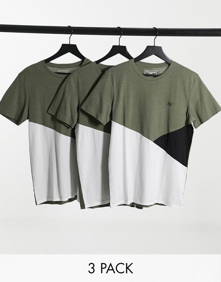 Jack & Jones Regular Fit Spliced T-shirt In Olive Green