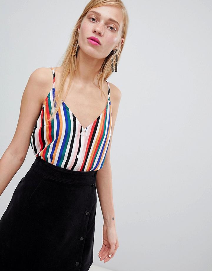 New Look Rainbow Tie Front Cami Top - Multi