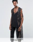 Reclaimed Vintage Chiffon Festival Vest In Long Length - Black