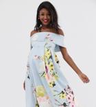 True Violet Maternity Exclusive Bardot Prom Midi Dress In Floral Print - Multi
