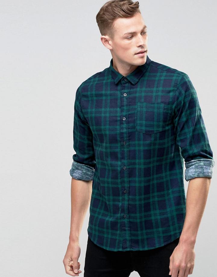 Brave Soul Checked Shirt - Green