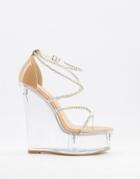 Simmi London Estephania Platform Wedge Sandals In Clear-neutral
