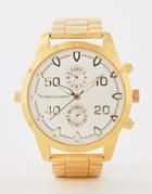 Asos Design Gold Tone Bracelet Watch With Subdials - Gold