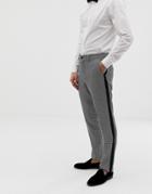 Jack & Jones Premium Slim Fit Tuxedo Pants In Gray Black - Gray