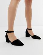 Vagabond Mya Black Suede Pointed Block Heeled Shoes - Black