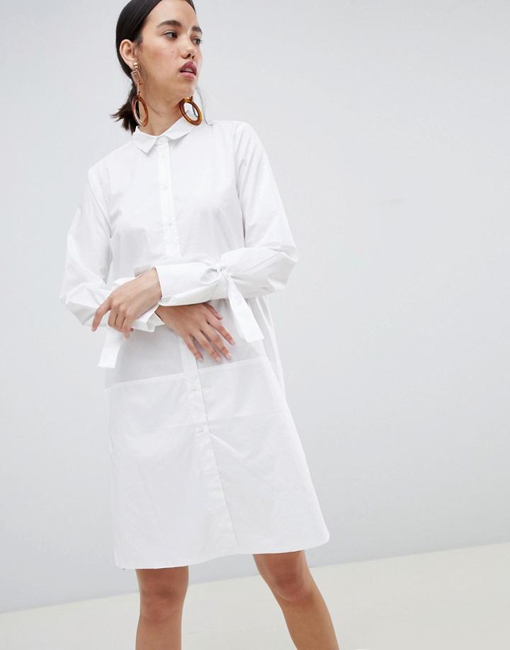 In Wear Saia Longline Shirt With Tie Sleeve - White
