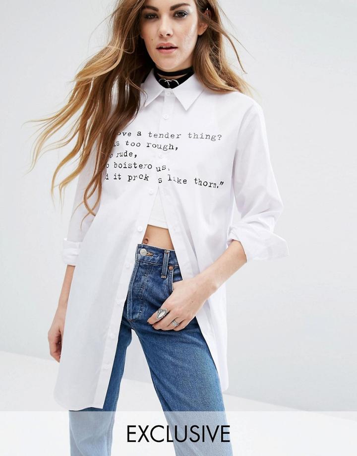 Reclaimed Vintage X Romeo And Juliet Long Sleeve Shirt With Love Use Code - White