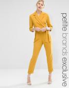 Alter Petite Tailored Jumpsuit With Wrap And Tie Belt Detail - Yellow