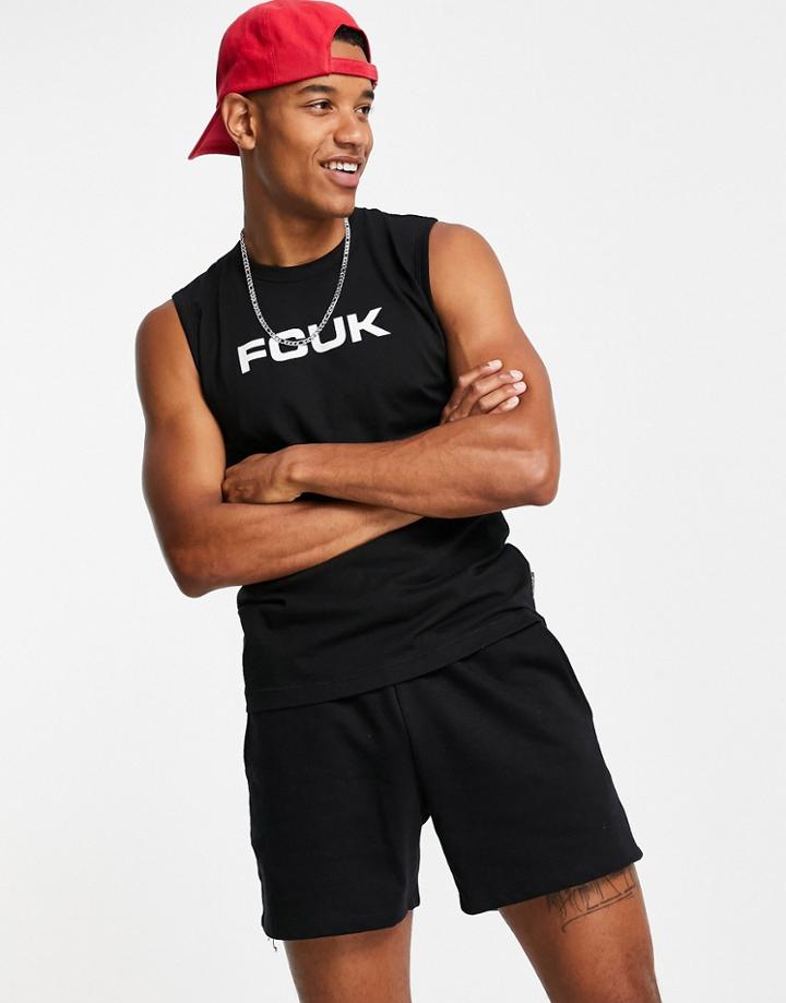 Fcuk Sleeveless T-shirt Tank In Black