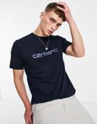 Carhartt Wip Script T-shirt In Navy