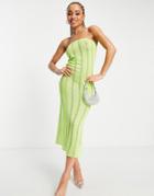 Fashionkilla Laddered Midi Tube Dress In Lime-green