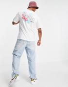 Only & Sons Oversized T-shirt With L.a. Roses Back Print In White