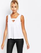 Fashion Union Tank Top With Cut Out Front Detail & Low Back - White