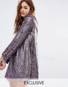 Reclaimed Vintage Festival Dress In Rainbow Tinsel - Pink