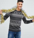 Selected Homme Tall Knitted Holidays Sweater In 100% Cotton - Gray