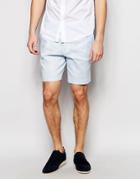 Asos Slim Smart Shorts In Linen Mix - Blue