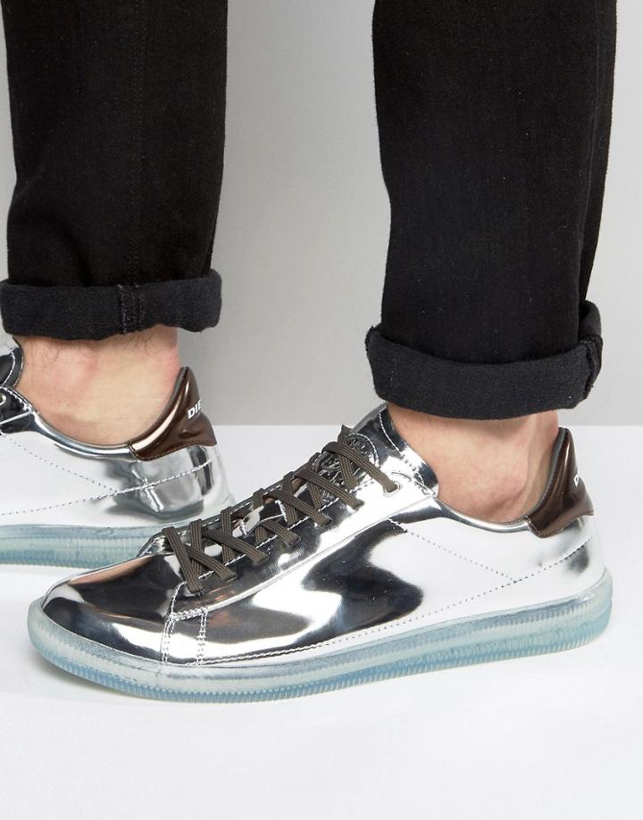 Diesel Naptik Metallic Sneakers - Silver