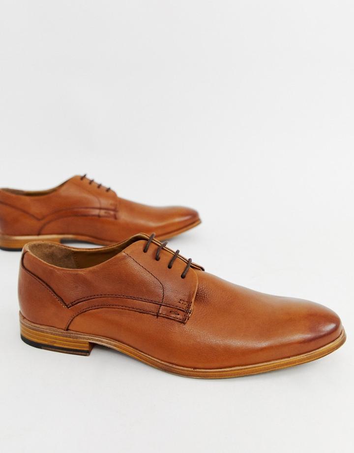 Asos Design Lace Up Shoes In Tan Leather