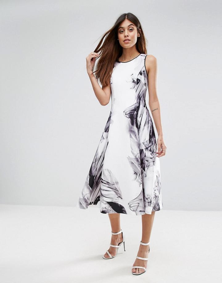 Coast Floral Print Scuba Fit & Flare Dress - Multi