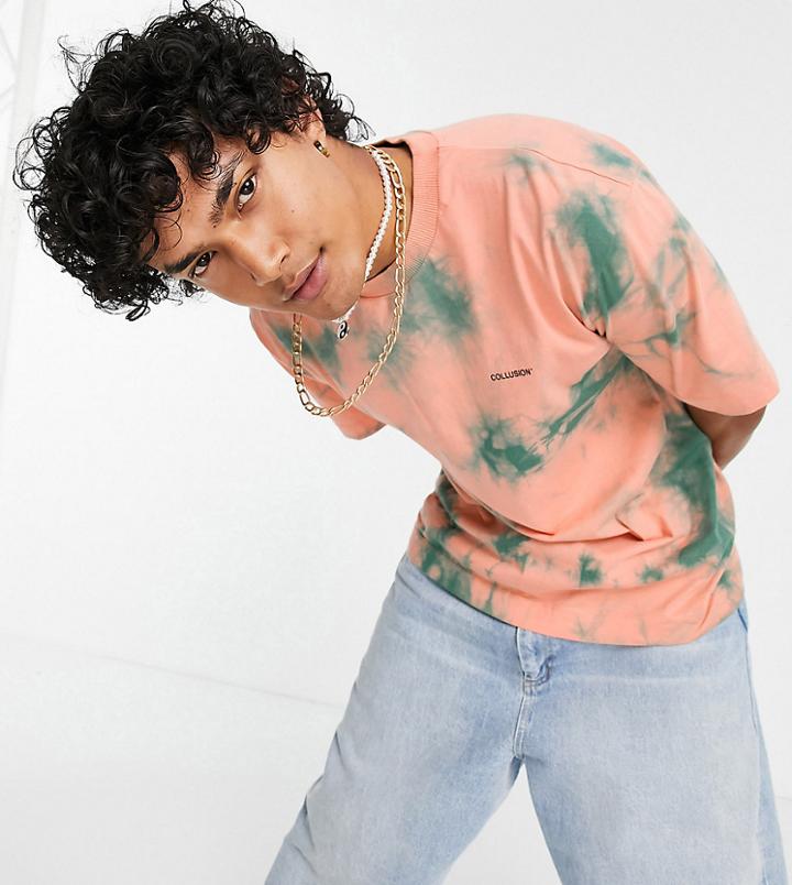 Collusion Coral Tie-dye T-shirt Set-orange