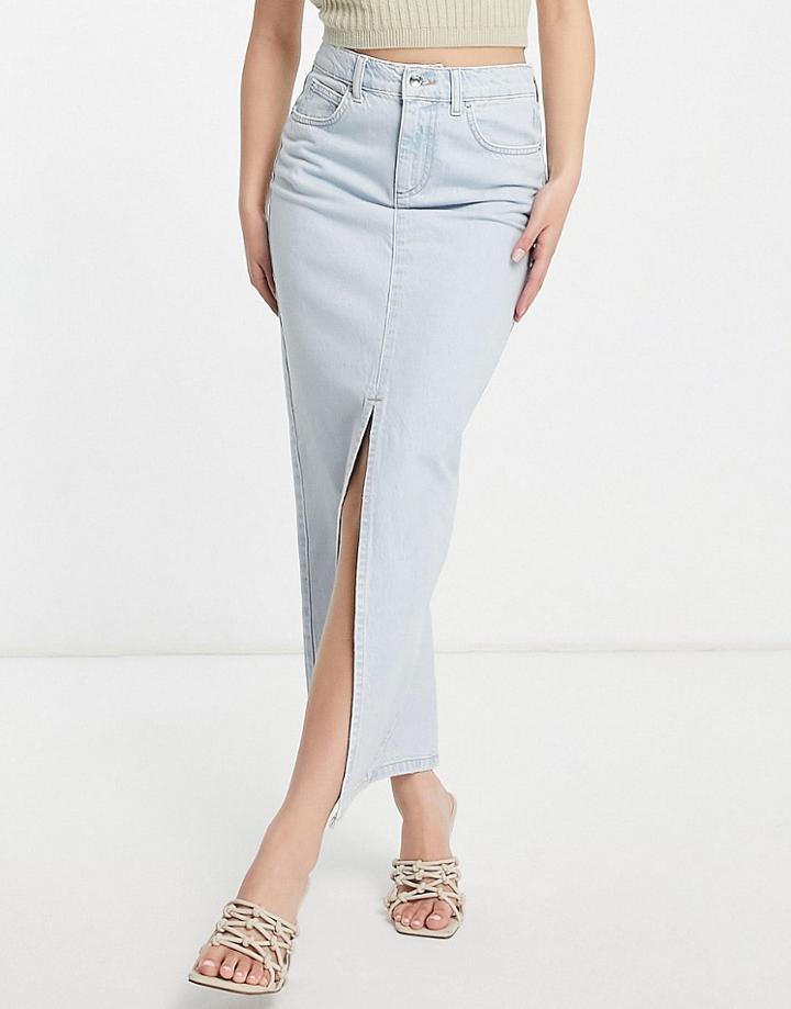 Asos Design Organic Denim 90's Skirt In Lightwash-blues