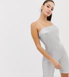 Elsie & Fred Bandeau Romper In Silver Glitter - Silver