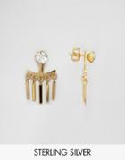 Asos Gold Plated Sterling Silver Crystal Bar Earrings - Gold
