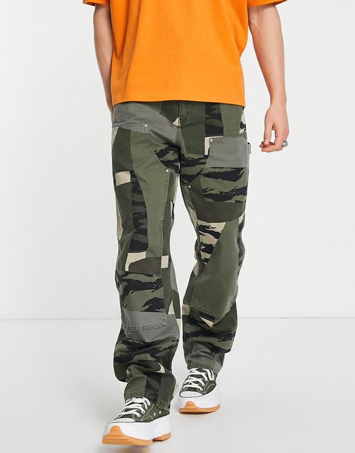 Carhartt Wip Double Knee Pant In Camo-green