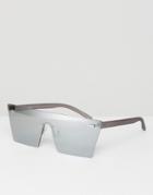 Asos Flatbrow Visor Sunglasses With Silver Lens - Silver
