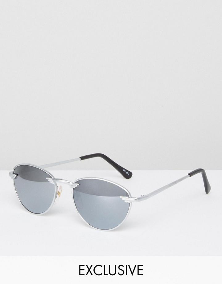 Reclaimed Vintage Round Sunglasses In Silver - Silver