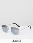 Reclaimed Vintage Round Sunglasses In Silver - Silver