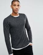 Brave Soul Long Sleeve Double Layer Top - Gray