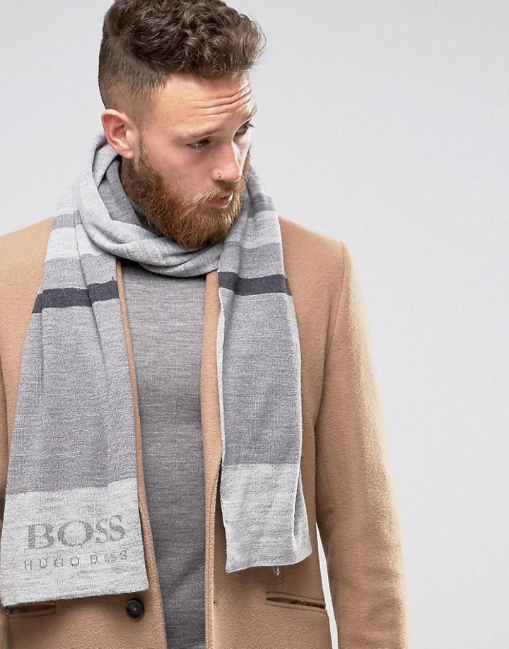Boss Green By Hugo Boss Ciny Logo Scarf - Gray