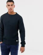Jack & Jones Originals Knitted Sweater With Ribbed Detail - Navy