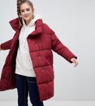 Monki Longline Puffer Jacket-red
