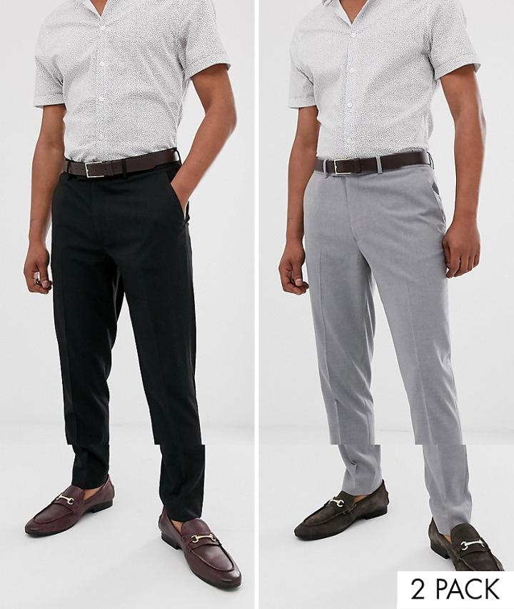 Asos Design 2 Pack Skinny Pants In Black And Gray Save