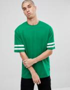 Only & Sons Oversized T-shirt With Arm Stripe - Green
