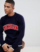 New Look Sweater With Michigan Print In Navy - Navy