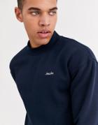 Jack & Jones Originals Dropped Shoulder Logo Crew Neck Sweat In Navy