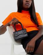 Asos Design Micro Grab Bag With Curved Flap And Detachable Strap-black