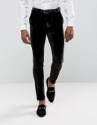 Asos Super Skinny Smart Pants In Black Velvet - Black