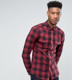 Asos Design Tall Skinny Western Buffalo Plaid Shirt In Red - Red