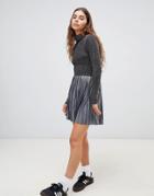 Weekday Silver Pleated Mini Skirt - Silver