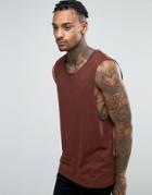 Asos Sleeveless T-shirt With Scoop Neck And Dropped Armhole - Red