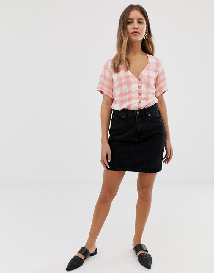 New Look Denim Skirt In Black - Black