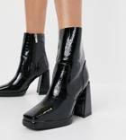 Raid Wide Fit Silonna Square Toe Boots In Black Patent Croc