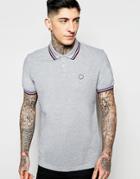 Pretty Green Polo With Contrast Tipping In Gray - Gray