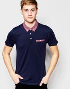 Jack & Jones Polo Shirt With Contrast Printed Geo Collar - Navy