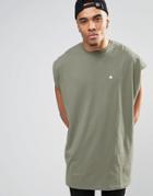 Asos Super Oversized Sleeveless T-shirt With Logo In Pale Green - Mangrove