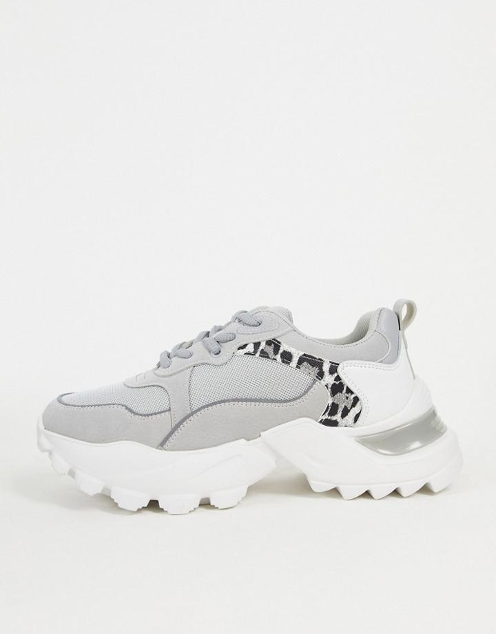Na-kd Leopard Details Chunky Sneakers In Gray